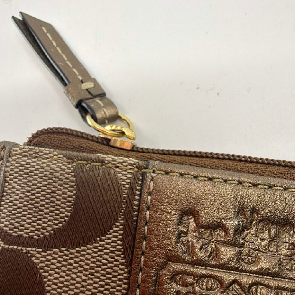 Coach Mini Skinny Brown Signature C Canvas Coin Case - Picture 3 of 8